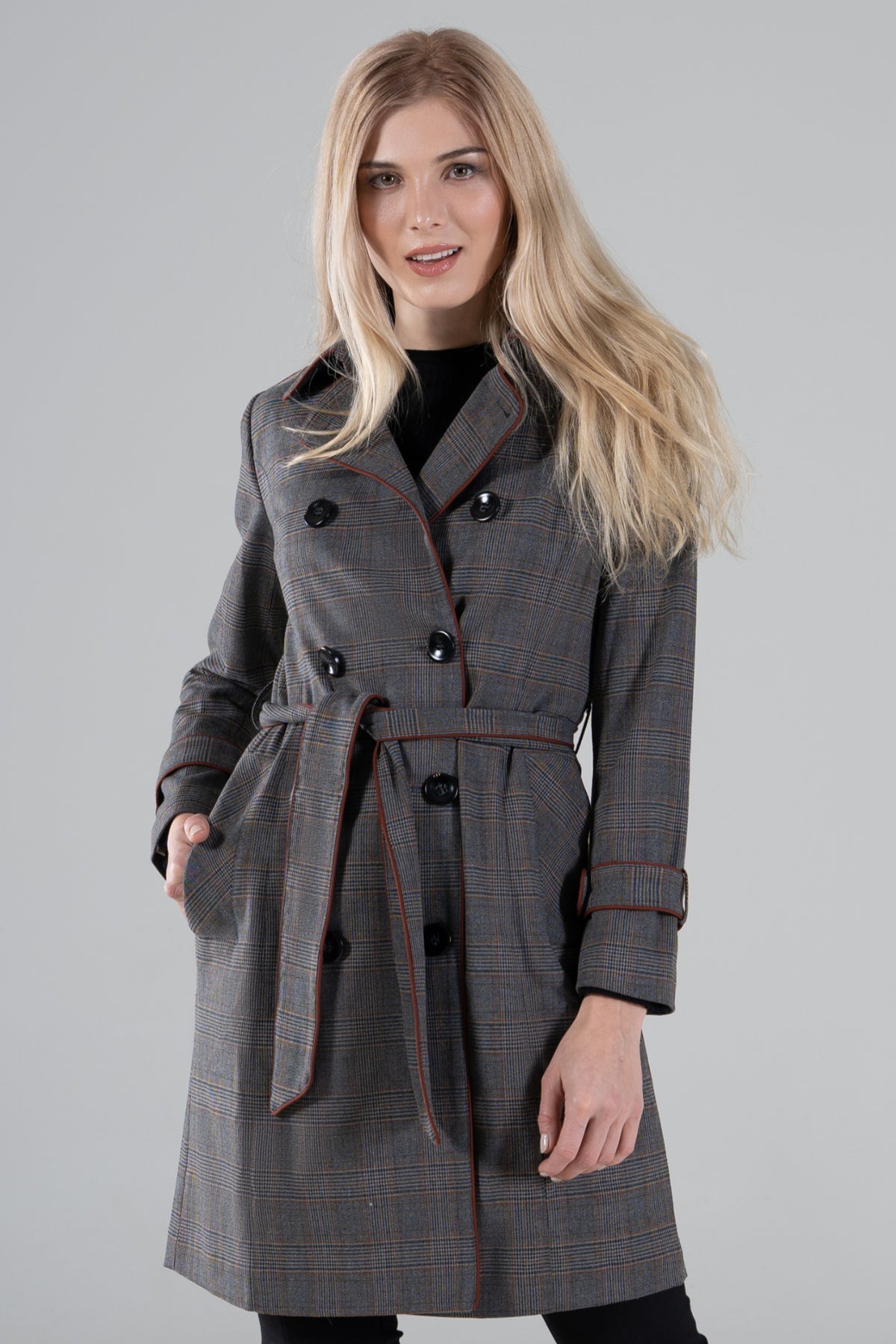 Plaid trench deals coat womens